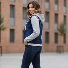 Chamarra Dual Confort Mezclilla Strech Mangas de Algodón - Azul Marino - Ver 2