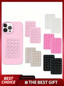 5 piezas Soporte de anillo de silicona para teléfono, Soporte de teléfono con ventosa, Asa de teléfono con manos libres, Soporte de anillo, Compatible con Android, Blanco + Negro + Rosa + Transparente + Rojo Rosa - Multicolor - Ver 3