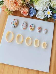 5 piezas Juego de cortadores de arcilla polimérica con formas geométricas irregulares, óvalo, rombo redondeado, triángulo, forma orgánica, moldes de arcilla suave minimalistas para pendientes DIY, colgantes, broches y herramientas manuales de cerámica - Naranja - Ver 5