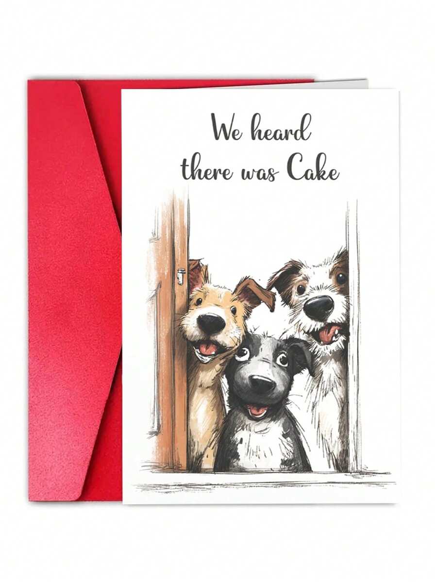 1Pc Funny Dog Birthday Card , Cute Dog Illustration, Includes Envelope (Single Card) - View 1