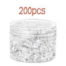 50/100/200pcs Transparent Promotion - Plastic Flat-Head Thumb Nails, Steel Tip, Suitable For Bulletin Boards, Offices, Homes, Photos, Calendars, And Map Displays - Transparent - View 6