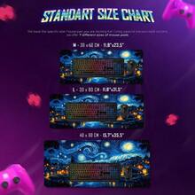 梵高星空主题游戏鼠标垫/桌垫 - 防滑橡胶底座，长方形设计，适用于电脑，呈现蓝黄相间的旋转夜空艺术图案，适合家庭办公室使用 - 查看 5