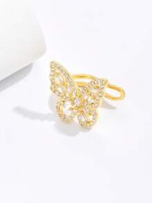 1pc Minimalist Luxury Micro-Pave Butterfly Ear Cuff For Women Without Pierced Ears, Unique Chic Versatile Ear Clip Earring - Small Butterfly Ear Clip - View 4