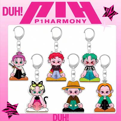P1Harmony Keychain, Kpop Keychain, P1Harmony - PIKIDS POP UP STORE MD 01. OFFICIAL CHARACTER DOLL - TAK (INTAK), THEO, INTAK, SEOBY, JIUNG, SHO, KYO, SOUL, P1H Cartoon Cute Keychain, Kpop Fans Merch Goods, 6cm Keychain, Bag Charm, Denim Decoration, Water Bottle Decor, Birthday Gift, Party Favor