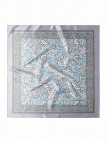 Women's Satin Scarf 90x90 Large Multipurpose Hairband - Màu Xám nhạt - Xem 6