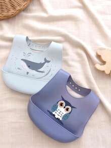 2pcs/1pc Celemek Bayi Silikon - Anti Bocor, Anti Noda, Lembut, Dapat Diatur Ukurannya, Tahan Air Rebus, Portabel, Desain Kartun, Cocok untuk Penggunaan Sehari-hari Bayi & Makan di Luar Ruangan - MultiWarna - View 16