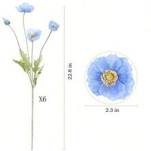 1/3/6支装，59厘米仿真罂粟花，每枝4朵，简约现代风格，可弯曲且不褪色 - 适用于DIY花墙、场景装饰、花瓶插花、婚礼、派对、桌面装饰。秋冬季装饰，适用于客厅、卧室、厨房、婚礼、餐桌、办公室、花园、户外，也是生日和毕业礼物的理想之选。 - 冰魄藍 - 查看 12