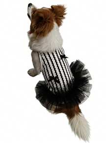 Pet Clothes Line Bow Tulle Dress, Suitable For Spring And Autumn - White - View 3