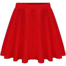 Plus Size Basic Versatile Stretchy Elastic Waist Flared Casual Mini Skater Skirt/Pleated Plaid Skirt For Women XL-5XL - A01-255 - Màu đỏ - Xem 1