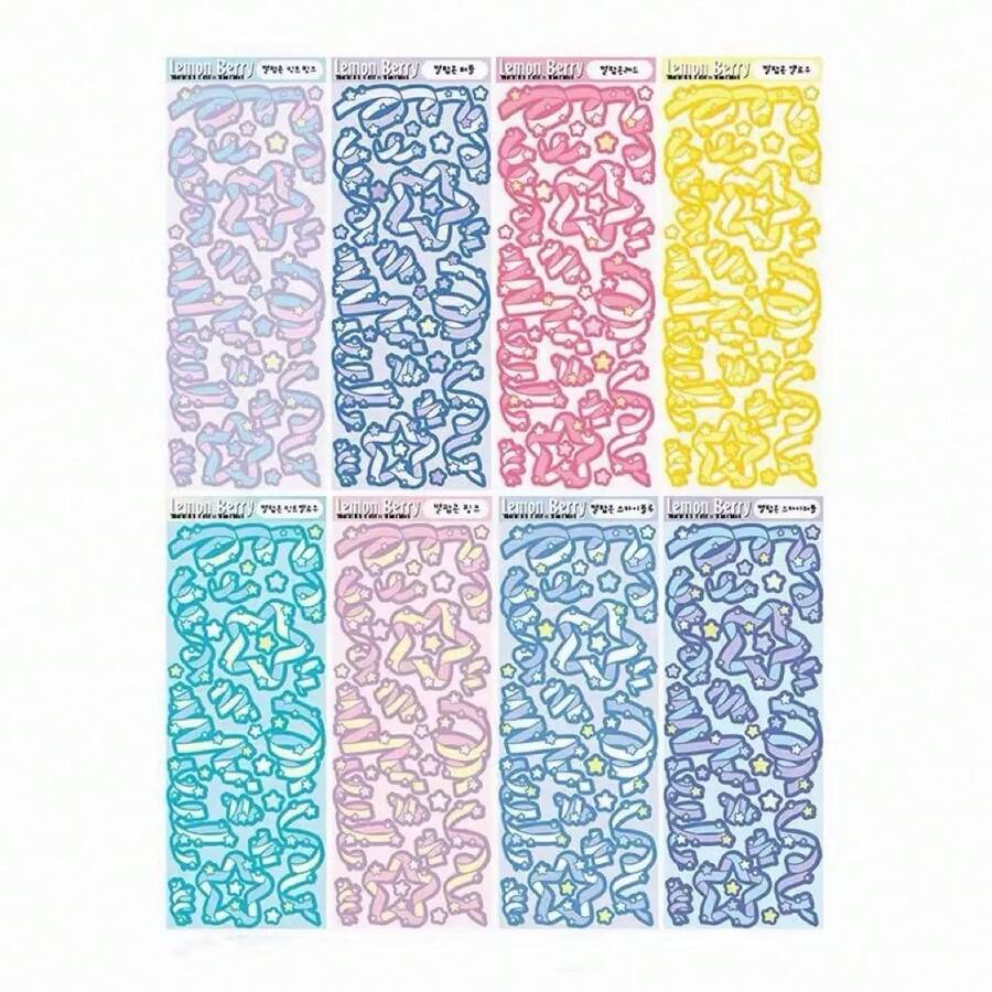 Pegatinas con cinta de estrellas láser, pegatinas removibles con base de PET, materiales decorativos de manualidades de scrapbooking, brillantes