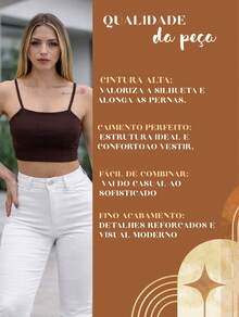 Cropped Feminino Suplex Forrado Top Academia Alça Fina Zero Transparência Confortavel Look de Verão - Marrom - Visão 6