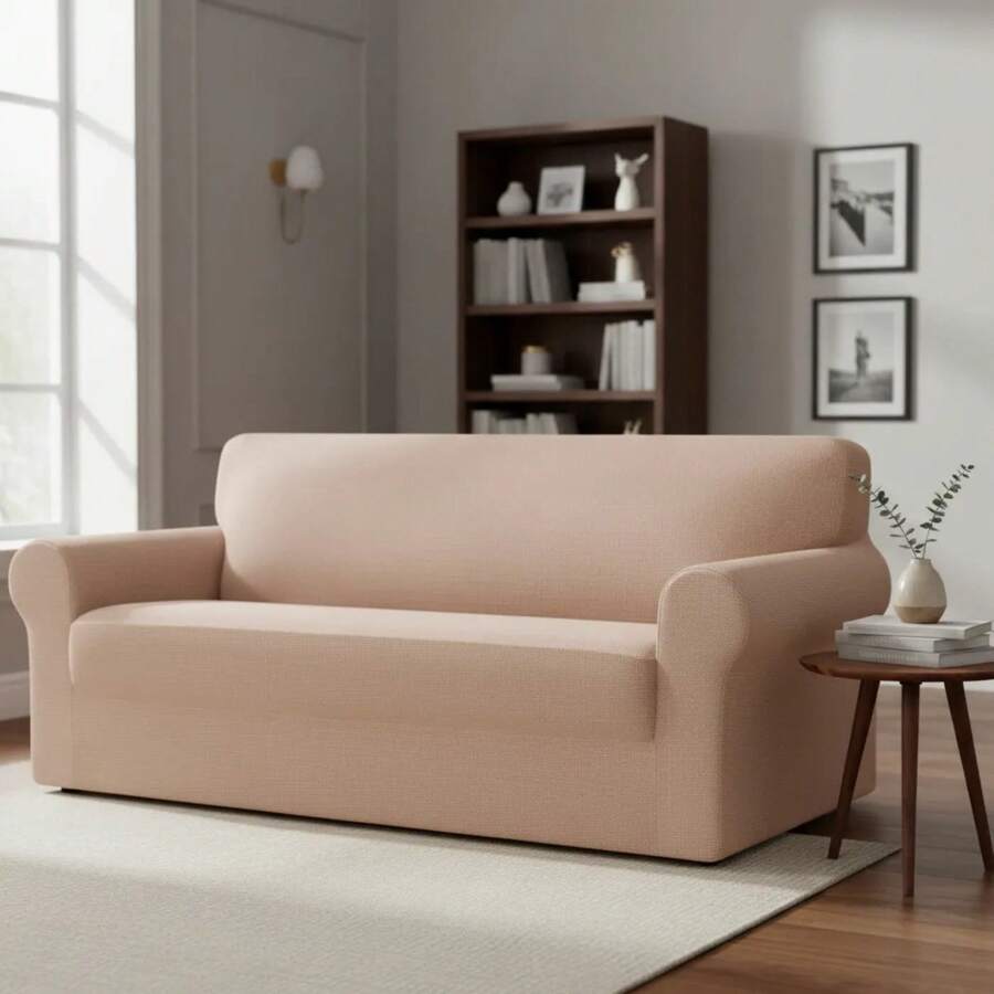 Protector Cubre Sala Ajustable Stretch Fit Elástico 3 Piezas - Capuchino - Ver 1