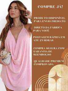 Conjunto Shorts Saia Feminino com Blusa Decote V Look Moderno e Confortável - Visão 5