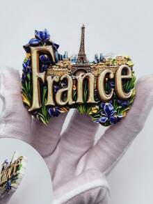 1 pieza Imán de nevera 3D de un famoso hito mundial, Torre Eiffel de luz, Torre del iris francés, Té de la tarde francés, Indicación de tamaño preciso, Impresión de alta definición, Adecuado para refrigerador, pizarra de oficina y talla grande escenarios, Adecuado para recuerdos de viaje, Diseño colorido adecuado para la decoración del hogar, Adecuado para regalos de Navidad y cumpleaños - La luz de la Torre Eiffel - Ver 2