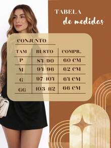 Conjunto Shorts Saia Feminino com Blusa Decote V Look Moderno e Confortável - Preto - Visão 6