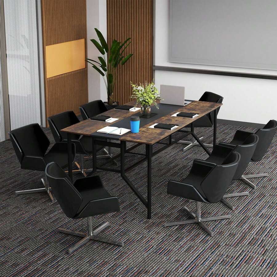 1 PCS 6 FT Conference Table With Cable Grommet & Storage Shelf For Meeting Room Office - Brown - View 1