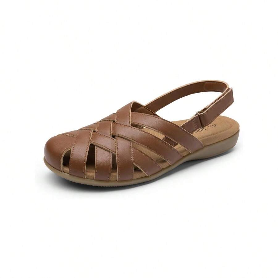 Rihero Closed Toe Sandals Women Comfortable Arch Support Fisherman Walking Sandals With Adjustable Strap - 棕色 - 查看 1