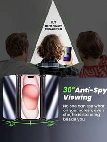 5 paquetes de película protectora de privacidad mate a prueba de golpes y miradas indiscretas, compatible con iPhone 16 Pro Max, 16E, 16 Plus, 15 Pro Max de 6.9 pulgadas y 6.7 pulgadas, 17 Pro Max, 17, 17 Pro, 17 Air, película de cerámica mate de 9H+ con privacidad, película suave de cobertura total, mate, cerámica, antihuellas, antirreflejo, antipeeping, sensible al tacto, se adapta a las fundas del teléfono, nunca se rompe, no hay que preocuparse por roturas, regalo de primavera - Negro - Ver 4