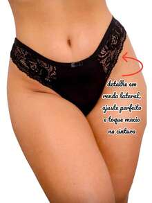 KIT 7 CALCINHAS FIO DUPLO RENDA CONFORTO - Multicolorido - Visão 8