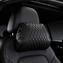 Reposacabezas con diseño de diamantes para automóvil, almohada para el cuello para automóvil, almohada para el cuello de espuma viscoelástica de cuero, respaldo del asiento del automóvil. - 1 - Ver 3