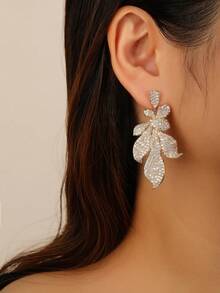 1 Đôi bông tai dài sang trọng kiểu trang sức đính đá Cubic Zirconia, bông tai thời trang dành cho nữ, phù hợp với váy dạ hội, quà tặng sinh nhật/ngày lễ. - Hoa tai thả - Xem 2