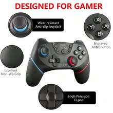 Wireless Switch Controller, Switch Pro Controller Compatible With Switch/Lite/OLED, Switch Remote Gamepad With 6-Axis Gyro, Dual Motor, Wake-Up And Turbo - Black - View 6
