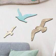 1/3 PiecesOcean Style Wooden Seagull Decoration, Beach Theme Wall Decoration, Coastal Theme Decoration, Suitable For Home Bedroom Living Room Decoration, Seaview Room Decoration, Summer Ocean Beach Theme Decoration - Multicolor - View 4
