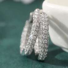 女士迷你经典圆形耳环，情人节或成人礼礼物 - 銀色 - 查看 2