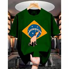 "Road To The Sixth Title" Brazil Dog Caramel World Cup T-Shirt For Men And Women, 100% Cotton - màu xanh lá - Xem 1