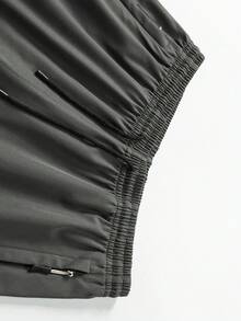 Men's Casual Shorts, Summer Solid Color Minimalist Fashion Pants, Zipper Pocket Design - Dark Grey - View 4