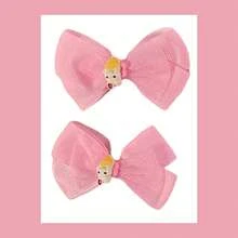 Children's Hair Bows, Duckbill Clips, 2 Units - Baby Pink - View 7