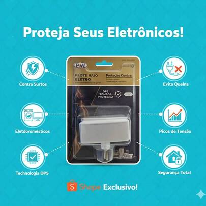 2 Proteraio Eletro 10A com 2 Tomadas PW - PROTECAO CONTRA RAIOS SURTOS PICOS DE TENSAO