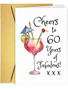 1pc Cheers To 60 Years Of Fabulous - Fun 60th Birthday Card For Women - 18*13cm - View 7