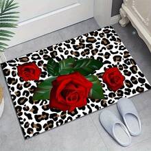 Retro Leopard Print Flannel Carpet, 2D Digital Printing, Non-Slip Rubber Bottom, Multiple Sizes Available. Suitable For All Seasons, Washable, Machine Washable, Comfortable, Unique, Suitable For Him, Her, Family Members, Boyfriend, Girlfriend, Father, Family Members, Mother, Lover, Daughter, Son, Grandfather, Grandmother, Teacher, Doctor, Nurse, Friend, Classmate, Pet. As Birthday Gifts, Household Items, Wedding Items, Souvenirs, Home Decoration, Daily Life, Office Decoration, Birthday, Anniversary, Valentine's Day, Thanksgiving, Graduation Season, Christmas, Halloween, Mother's Day, Father's Day, Wedding, New Year Gift Decoration. Suitable For Shopping Centers, Restaurants, Kitchens, Bathrooms, Living Rooms, Bedrooms, Corridors, Balconies, Outdoor Doors, Door Mats, Entrance Mats, Non-Slip Mats, Offices, Cafes, Piano Room Floor Decoration - 多色3 - 查看 2
