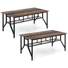 1 PCS 6 FT Conference Table With Cable Grommet & Storage Shelf For Meeting Room Office - Brown - View 10