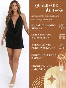 Conjunto Shorts Saia Feminino com Blusa Decote V Look Moderno e Confortável - Preto - Visão 7