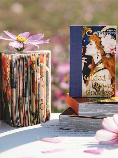 50张复古风格人物贴纸套装，金色花神系列，适用于礼品、办公、家居、标记、标签、教室、娱乐玩具、学生日记本、创意复古装饰贴纸