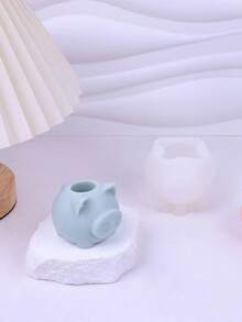 1个新款鼻孔猪形硅胶蜡烛模具，装饰性手工挤压玩具 - A-白色 - 查看 5