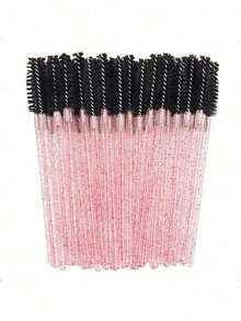 50 PCS Disposable Curved Spoolie Brushes Eyebrow Lash Grooming Castor Oil Applicator - 黑色 - 查看 8