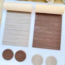 Rodillo de arcilla polimérica con textura de veta de madera sin costuras, cortador de arcilla polimérica con textura de veta de madera natural, herramienta hecha a mano para pendientes DIY, joyería, colgantes - Amarillo - Ver 7