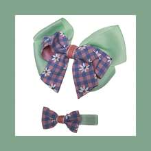 Children's Hair Bows, Duckbill Clips, 2 Units - Mint Green - View 4