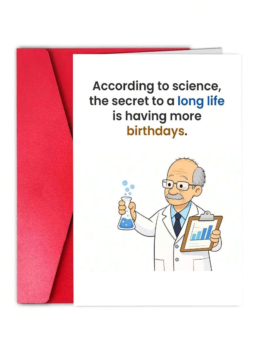1张趣味男士生日贺卡 – 科学幽默生日礼物，送给爸爸、丈夫、他、同事、老板、爷爷 – 睿智幽默语录贺卡，折叠后尺寸为4.92英寸 x 6.93英寸，附信封 – 适合20岁、21岁、25岁、30岁、35岁、40岁、45岁、50岁、55岁、60岁、65岁、70岁、80岁、90岁生日 - 查看 1