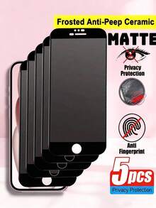 5 paquetes de película protectora de privacidad mate a prueba de golpes y miradas indiscretas, compatible con iPhone 16 Pro Max, 16E, 16 Plus, 15 Pro Max de 6.9 pulgadas y 6.7 pulgadas, 17 Pro Max, 17, 17 Pro, 17 Air, película de cerámica mate de 9H+ con privacidad, película suave de cobertura total, mate, cerámica, antihuellas, antirreflejo, antipeeping, sensible al tacto, se adapta a las fundas del teléfono, nunca se rompe, no hay que preocuparse por roturas, regalo de primavera - Negro - Ver 14