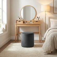 Round Suede Ottoman/Stool For Dressing Table, Bedroom, Reception Area - 水鴨藍 - 查看 3