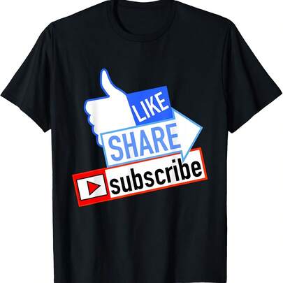 Camiseta "Me gusta", "Compartir", "Suscribir" de redes sociales