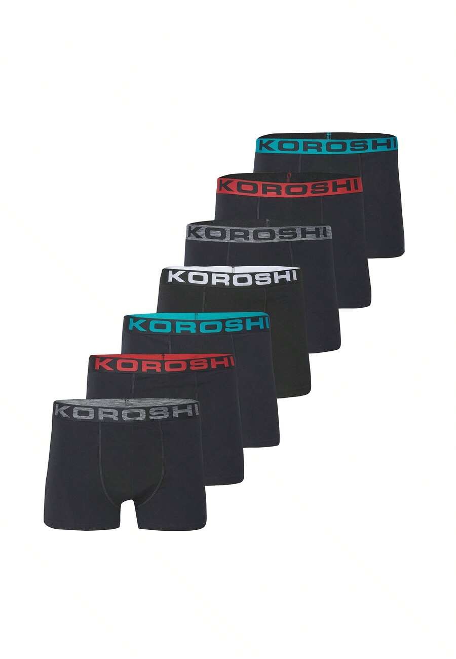 Koroshi 7er-Pack Herren-Boxershorts aus elastischer Baumwolle, Schwarz, Größe S - Schwarz - Übersicht 1