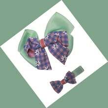 Children's Hair Bows, Duckbill Clips, 2 Units - Mint Green - View 5