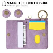 Compatible With Samsung Galaxy Z Flip 6 5G 2024 Wallet Case And Crossbody Shoulder Strap Ring Buckle Stand Card Holder Magnetic Car Mount Phone Cover For ZFlip6 Z6 G Flip6 ZFlip 6Z Women Men Purple - 紫色 - 查看 3