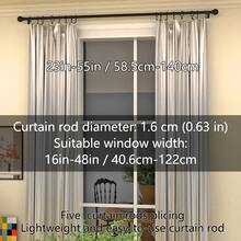 Barra de cortina de hierro negro de 0,63 pulgadas, barra romana clásica y versátil con decoración de bola pequeña, longitud de 23 a 87 pulgadas, fácil instalación, resistente, adecuada para barra de cortina/ducha/toldo/cortina transparente, montaje en pared o colgante, apta para dormitorio, cocina, sala de estar, comedor, oficina, dormitorio o alquiler, juego de barras de cortina minimalistas y ligeras - Negro - Ver 9