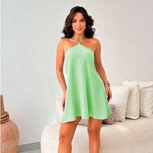 Elegant Casual Halter Dress - Màu xanh lá cây cho bé - Xem 6